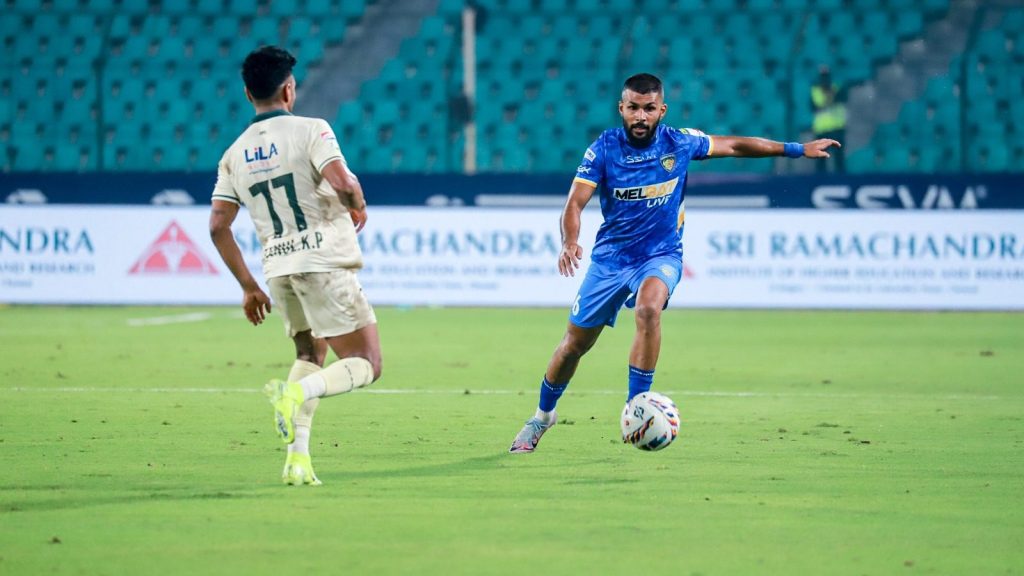 Ankit Mukherjee in action against Odisha FC.