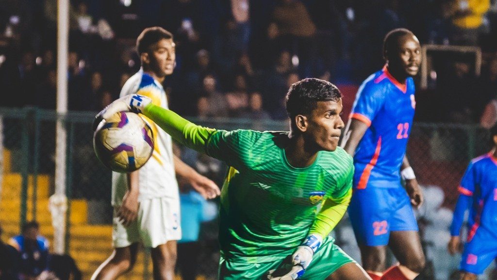 Chennaiyin FC goalkeeper Mohanraj in action for the reserves.