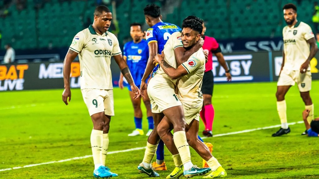 Rahul KP celebrating the equalizer against Chennaiyin FC