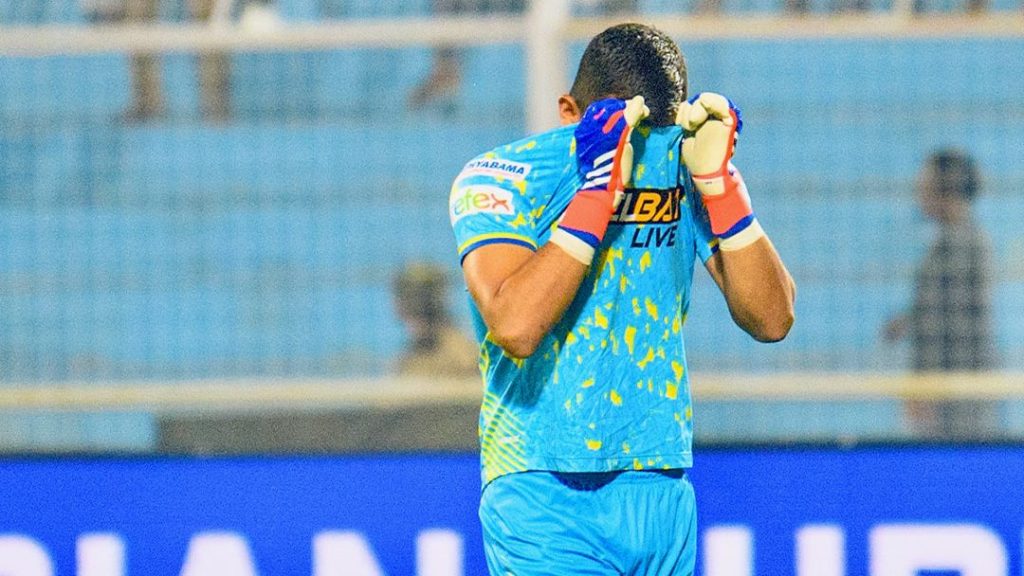 Chennaiyin FC goalkeeper Mohammad Nawaz after conceding a penalty against Mohammedan SC