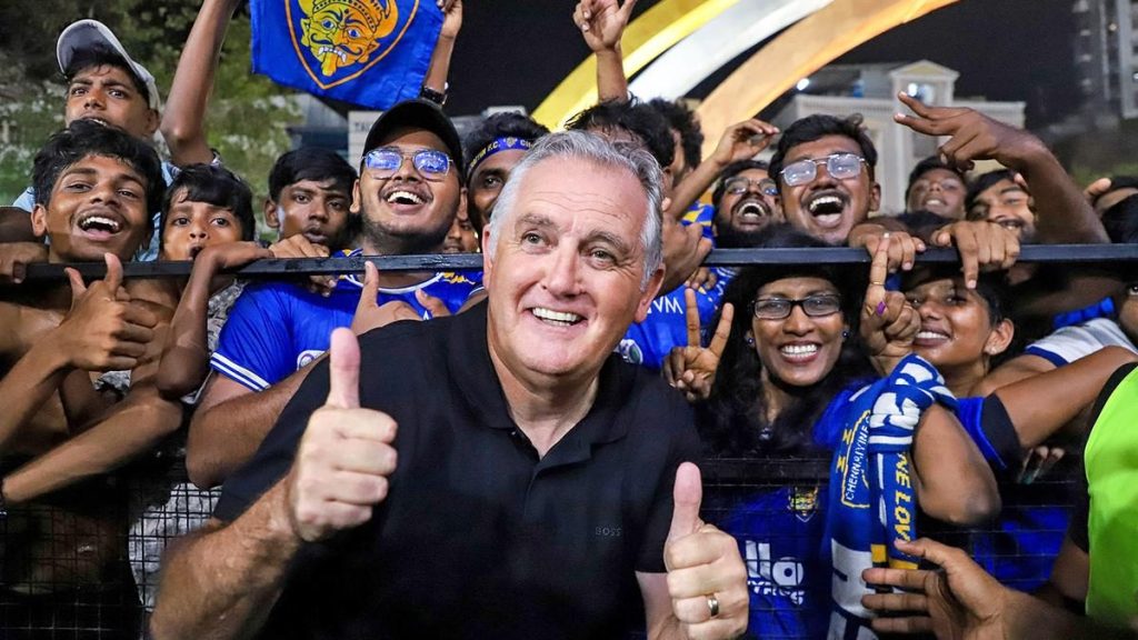 Owen Coyle with Chennaiyin FC fans.