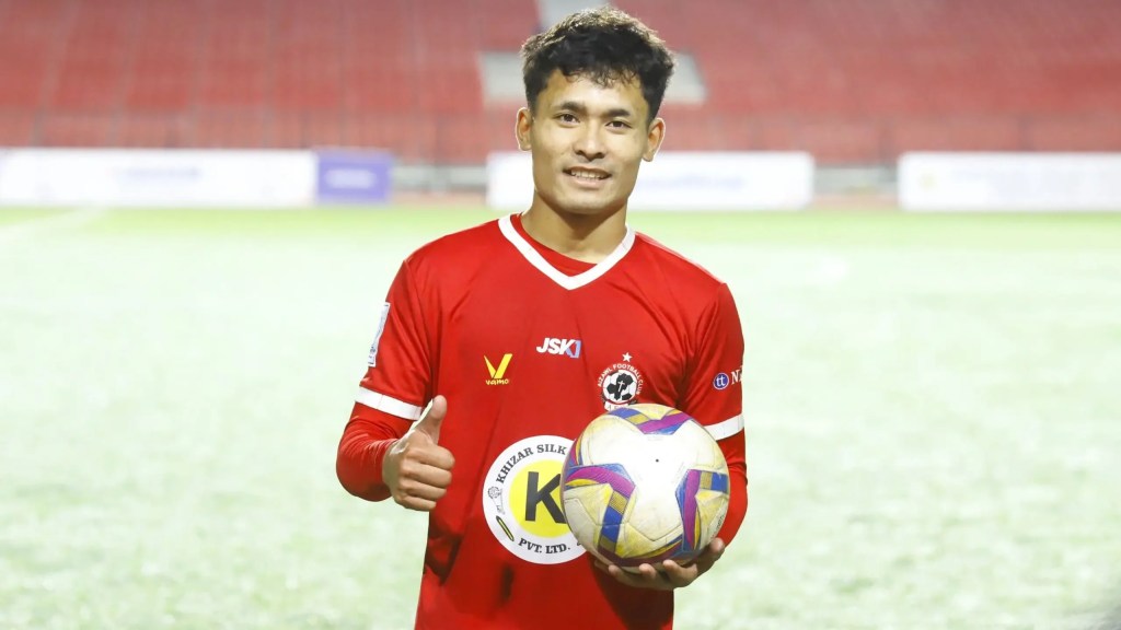 Aizawl FC striker Lalrinzuala after scoring a hattrick in the I-League
