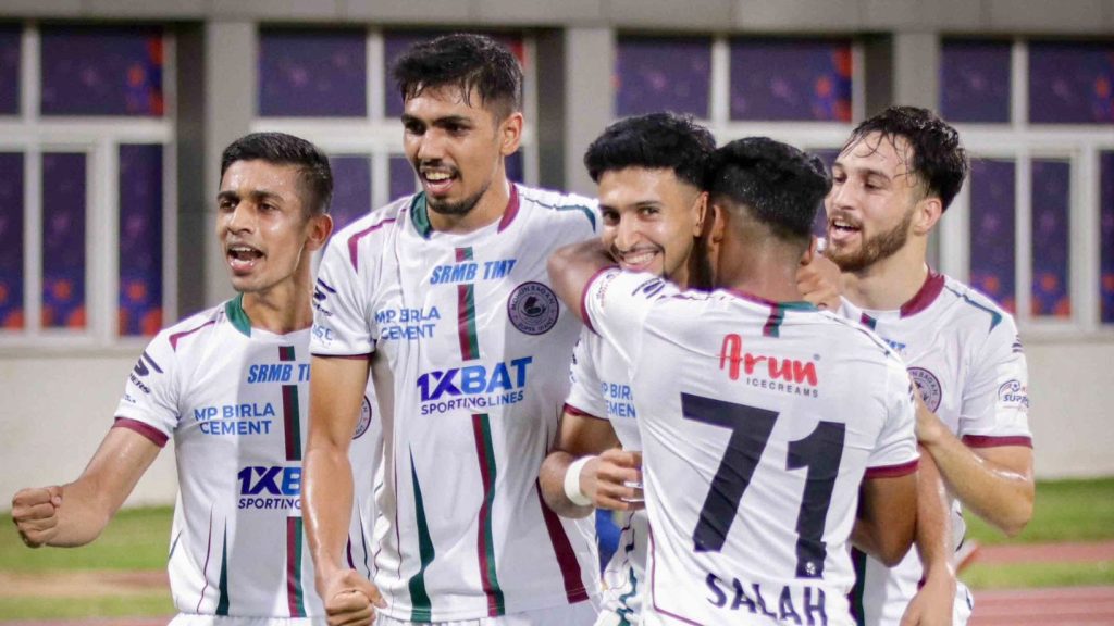 Mohun Bagan players celebrating their first goal against Kerala Blasters!