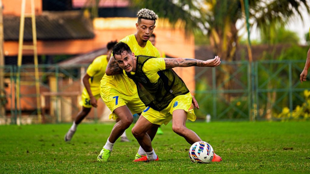 Kerala Blasters' Adrian Luna and Noah Sadaoui in action against each other.