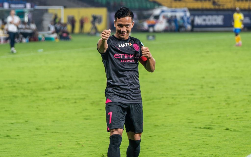 Lallianzuala Chhangte celebrating his goal against Kerala Blasters FC