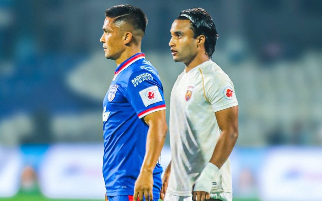 Alan Saji and Sunil Chhetri in action in ISL 2025-26