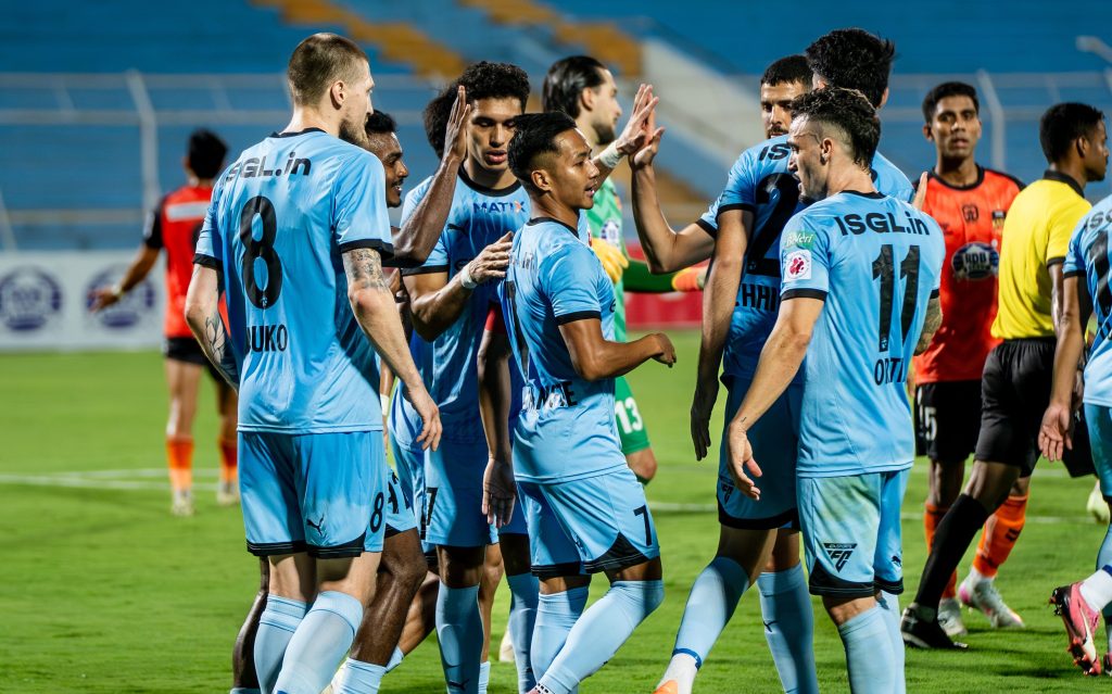 Mumbai City FC players celebrating their goal in ISL 2025-26