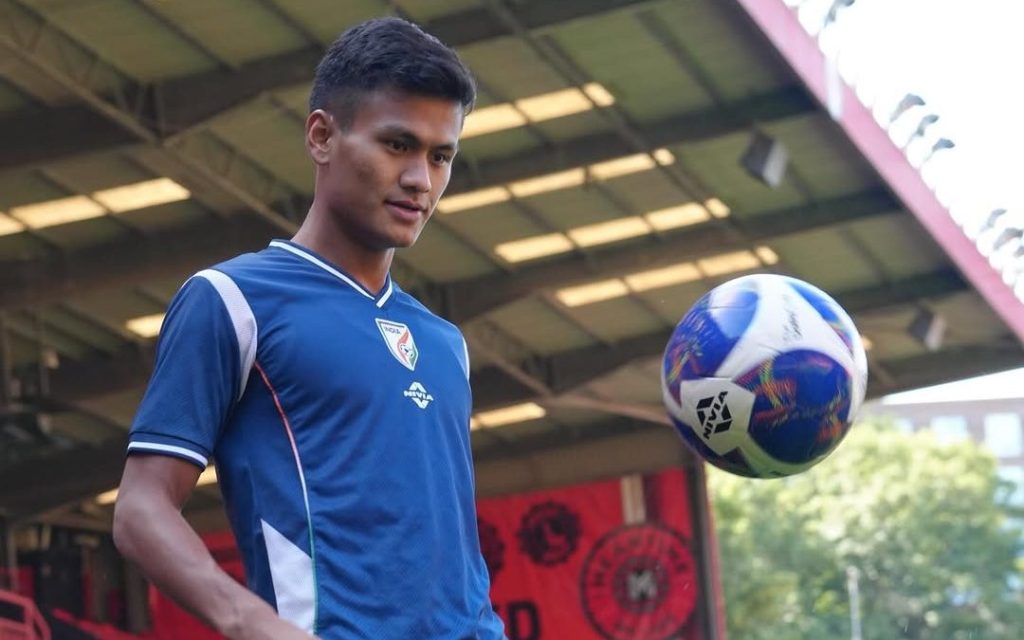 Indian midfielder Jeakson Singh in action in Unity Cup 2026