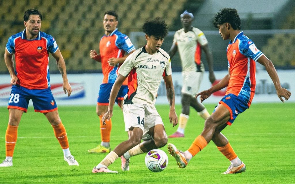 Ayush Chhetri in action for Chennaiyin FC against FC Goa in ISL 2026-27