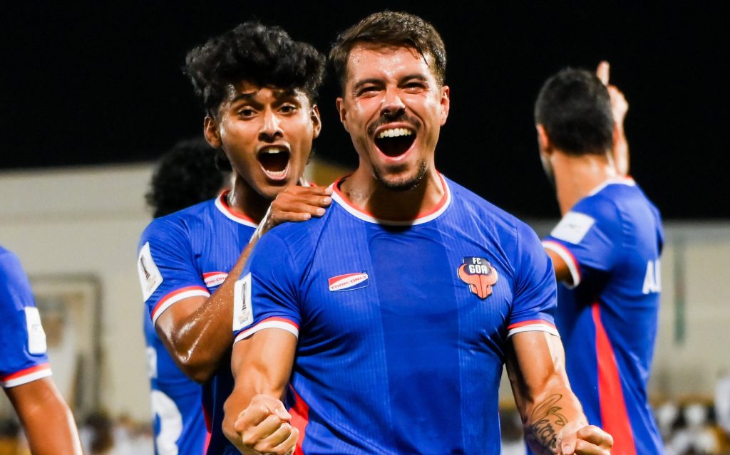 Chiki celebrating his goal for FC Goa in the 2026-27 AFC Challenge League