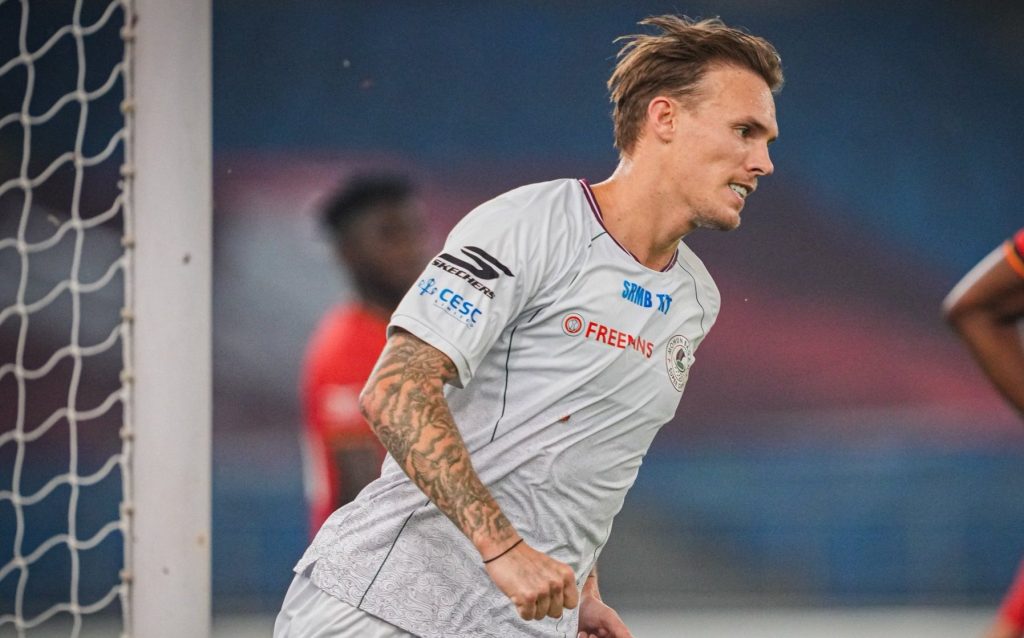 Lee Erwin celebrating his goal against SC Delhi in ISL 2026-27