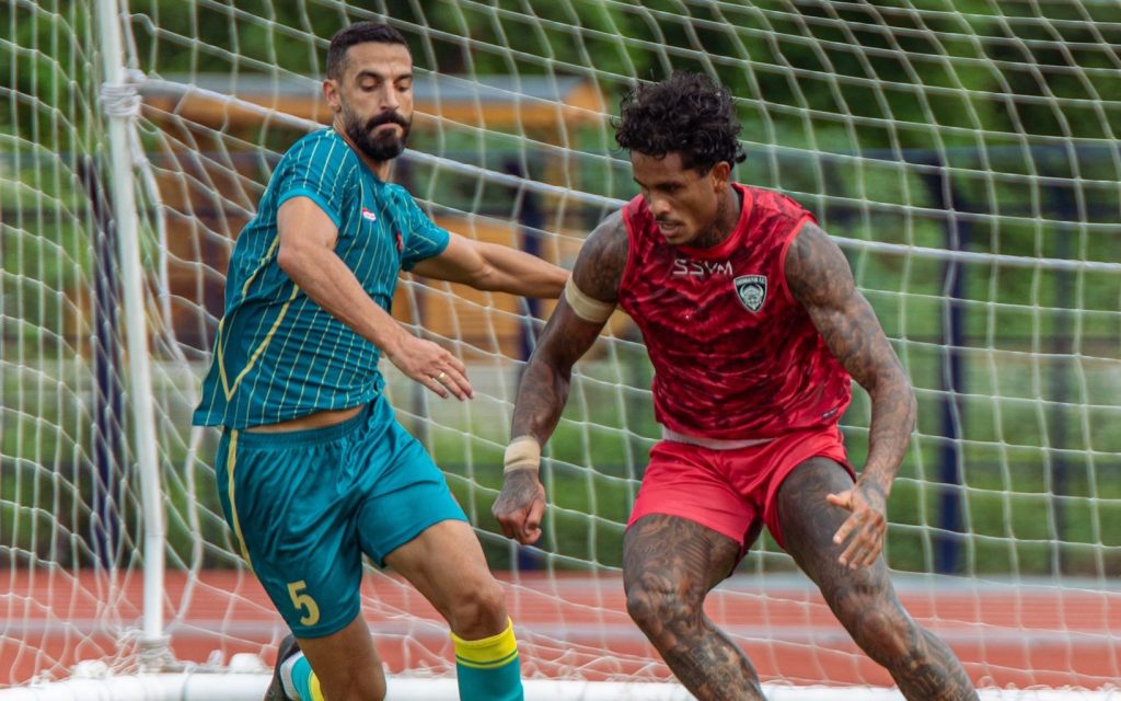 Ramon Tanque in action for Chennaiyin FC in a pre-season friendly against FC Goa