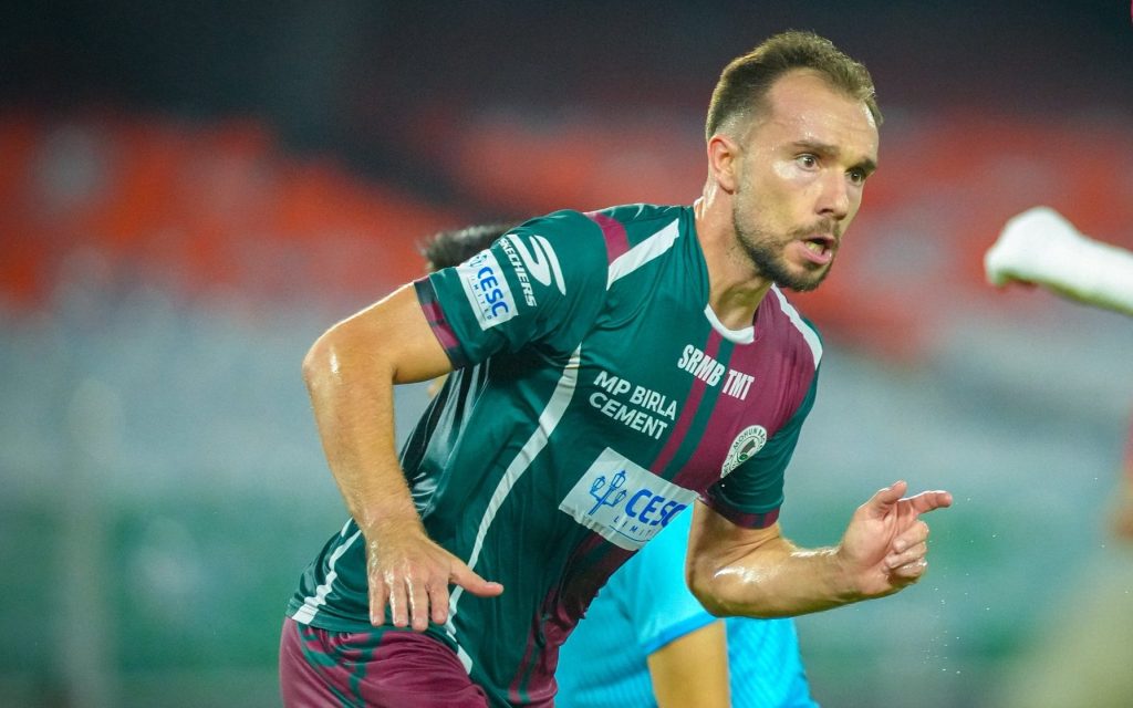 Samir Zeljkovic celebrating his goal for Mohun Bagan SG against East Bengal FC